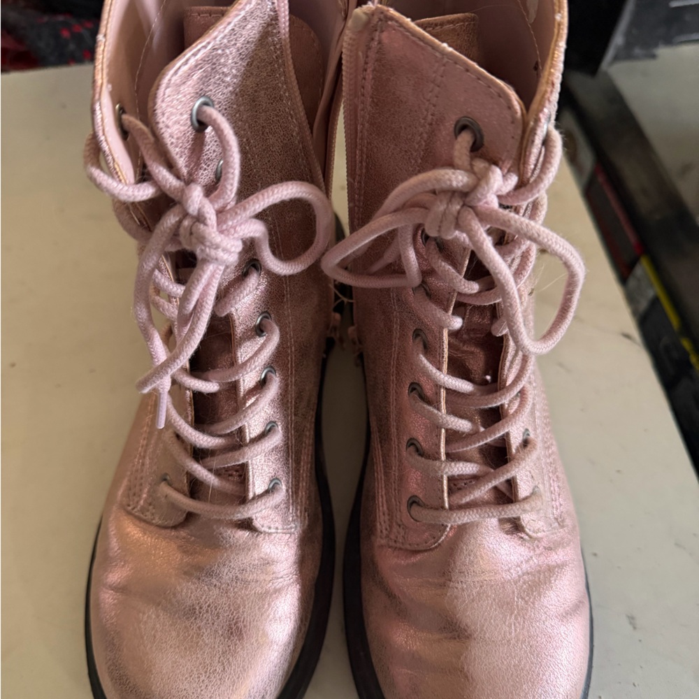 Madden Girl Metallic Pink Lace-Up Boots